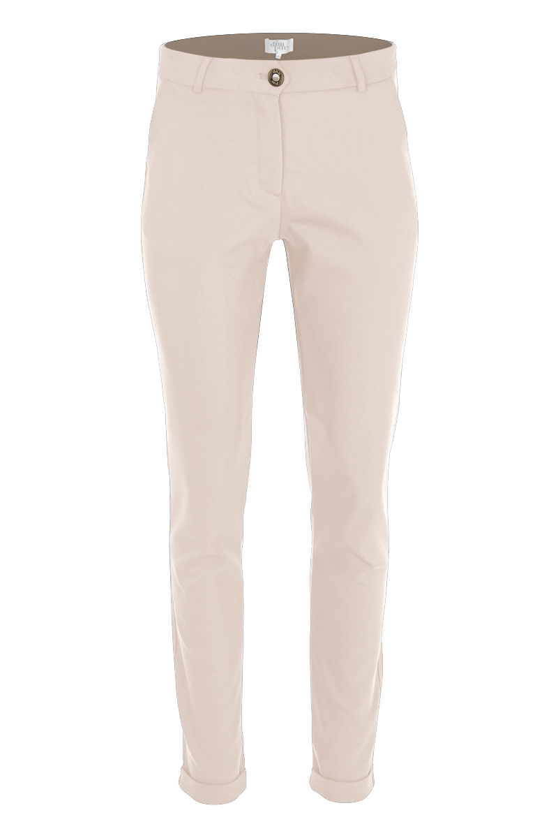 Poly/cot/ly china basic pant met omslag.