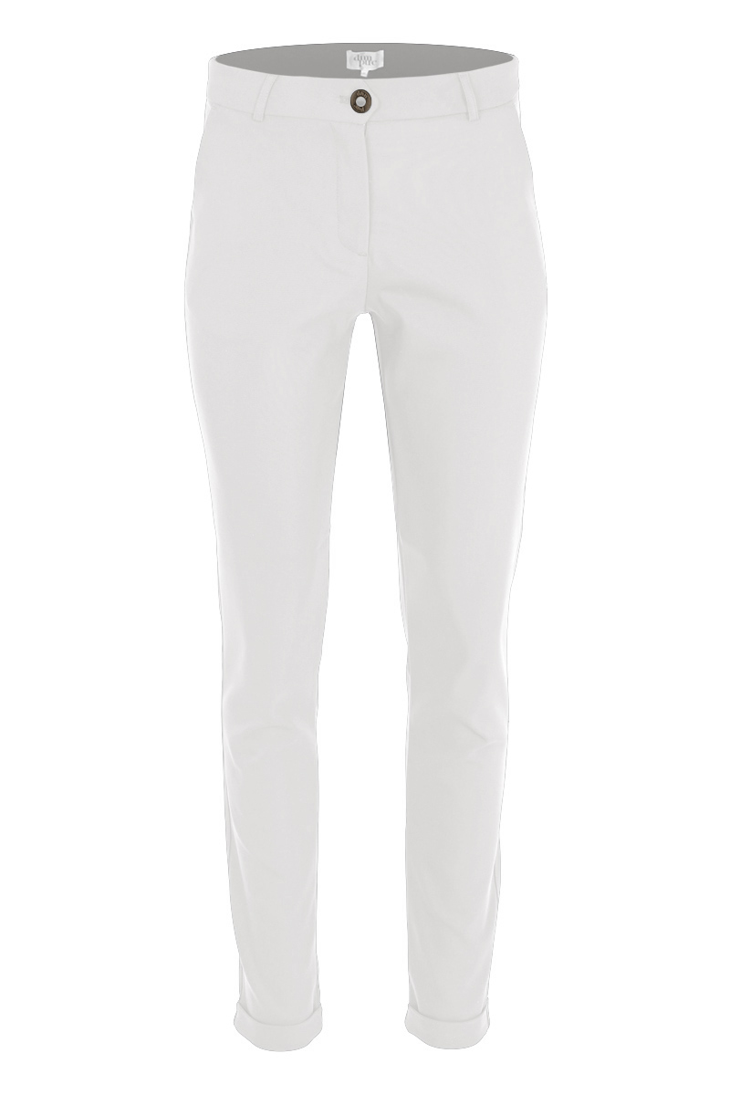 Poly/cot/ly china basic pant met omslag.
